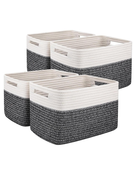 Cestas de Almacenamiento OIAHOMY 4 Piezas 33x23x20 cm Algodón Cestas de Almacenamiento OIAHOMY 4 Piezas 33x23x20 cm Algodón