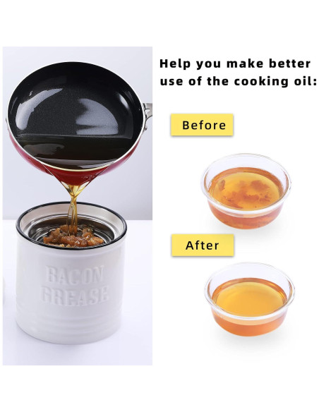 Contenedor de Grasa Cerámica ONTUBE 1L con Colador Acero Inoxidable Contenedor de Grasa Cerámica ONTUBE 1L con Colador Acero Inoxidable