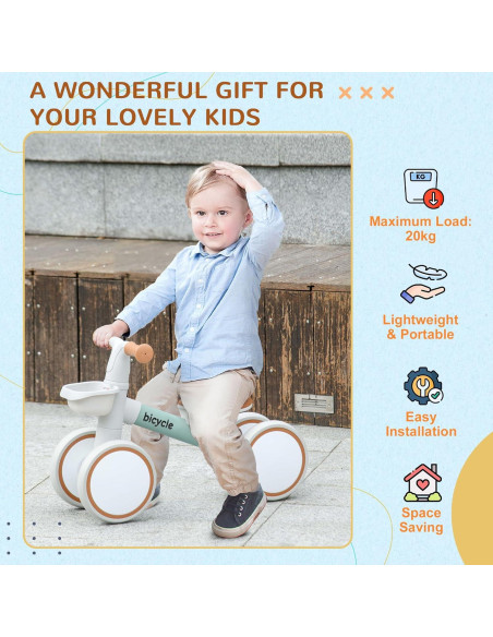 Bicicleta de Equilibrio Qaba Verde para Niños 1-3 Años Bicicleta de Equilibrio Qaba Verde para Niños 1-3 Años