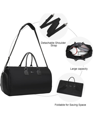 Bolsa de Ropa Duffle Modoker 45L - Aprobada por Aerolíneas, Negro