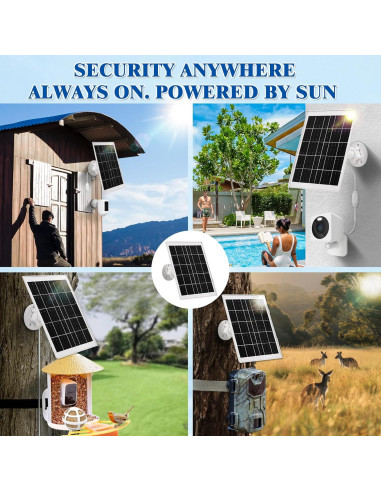 Panel Solar 8W BECOMFY para Cámaras Wyze y Arlo, IP65
