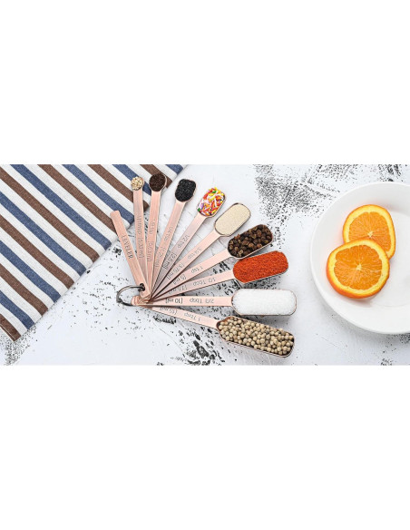 Juego de Tazas y Cucharas Medidoras Kalsreui 17 Piezas Cobre Juego de Tazas y Cucharas Medidoras Kalsreui 17 Piezas Cobre