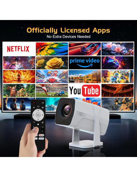 Proyector TMY 1080P WiFi Bluetooth con Netflix y enfoque eléctrico Proyector TMY 1080P WiFi Bluetooth con Netflix y enfoque eléctrico