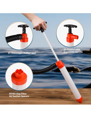 Bomba de Achique Manual Xztrdi para Barcos y Kayaks 94.64 L/min