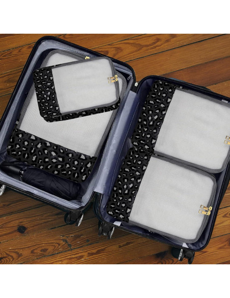 Set de 4 Cubos de Empaque BHAHB para Viaje - Patrón Leopardo Set de 4 Cubos de Empaque BHAHB para Viaje - Patrón Leopardo