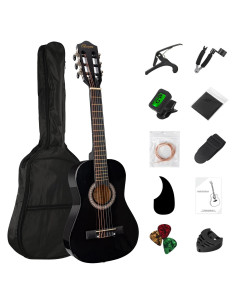 Guitarra acústica 30" negra para principiantes con kit