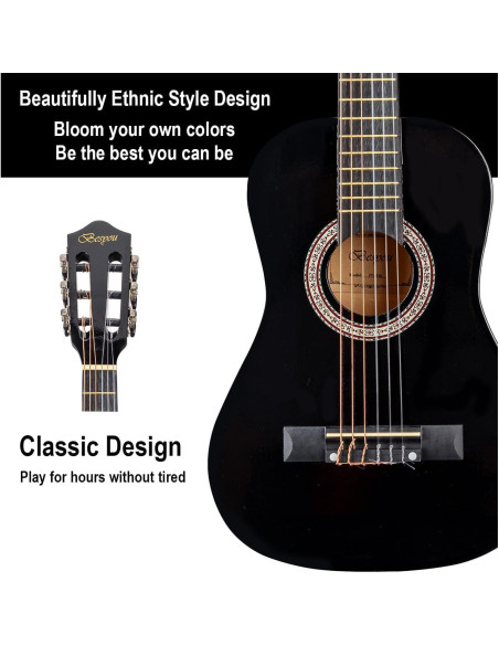 Guitarra acústica 30" negra para principiantes con kit Guitarra acústica 30" negra para principiantes con kit