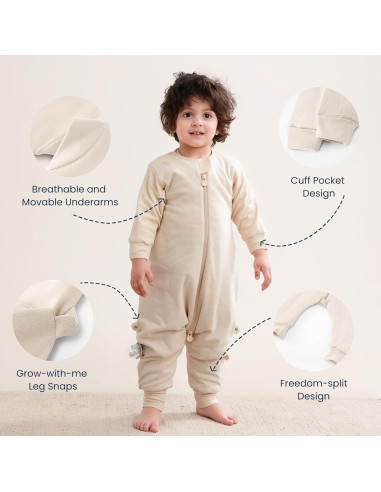 Saco de dormir unisex Kaiya Baby 1.0 Tog 3T-4T crema