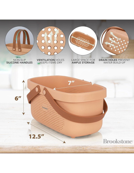 Caddy de Ducha Portátil Grande Brookstone con Mango de Silicona Caddy de Ducha Portátil Grande Brookstone con Mango de Silicona