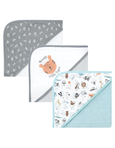 Toallas con Capucha Hudson Baby 100% Algodón Unisex Alfabeto