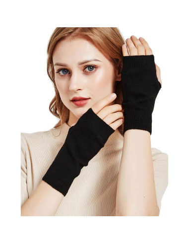 Guantes sin Dedos Novawo para Mujeres - Calentadores de Brazos Negros