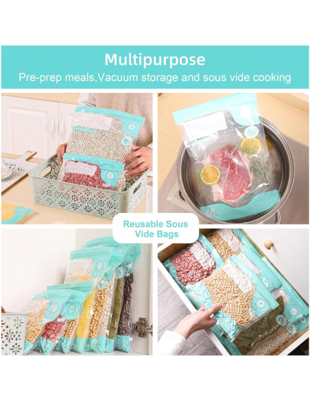 Bolsas Sous Vide Reutilizables Domsanistor 20 pcs 22x21 cm Bolsas Sous Vide Reutilizables Domsanistor 20 pcs 22x21 cm