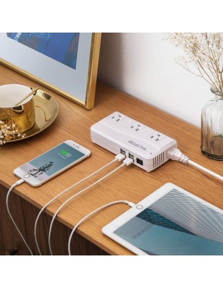 Adaptador de Viaje ISELECTOR 220V a 110V 6A 4 USB 3 AC Adaptador de Viaje ISELECTOR 220V a 110V 6A 4 USB 3 AC