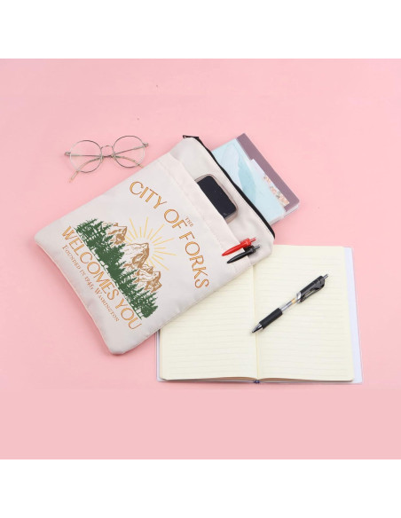 Bolsa de Libros JNIAP Ciudad de Forks con Cremallera 22x29cm Bolsa de Libros JNIAP Ciudad de Forks con Cremallera 22x29cm