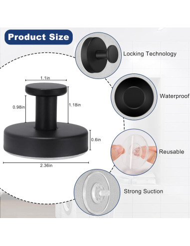 Ganchos de Ventosa ZCROMX para Ducha y Baño - 2 Pcs