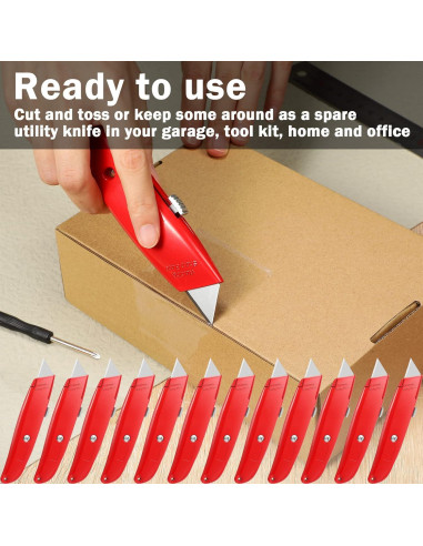 Cuchillo Utilitario Retráctil Reginary 20 Pcs Rojo 14 cm