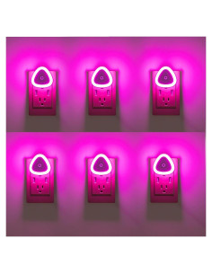 Luz Nocturna LED KINUR Rosa, Paquete de 6 Luces Enchufables