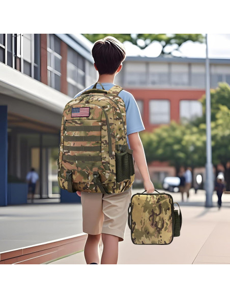 Set de Mochila Camo para Niños con Estuche y Almuerzo Set de Mochila Camo para Niños con Estuche y Almuerzo