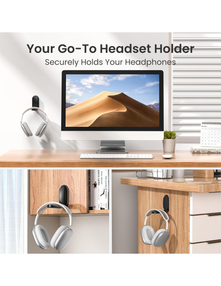 Soporte para Auriculares Itramax Plegable Adhesivo Negro Soporte para Auriculares Itramax Plegable Adhesivo Negro