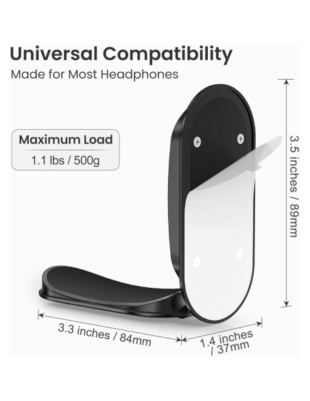 Soporte para Auriculares Itramax Plegable Adhesivo Negro Soporte para Auriculares Itramax Plegable Adhesivo Negro