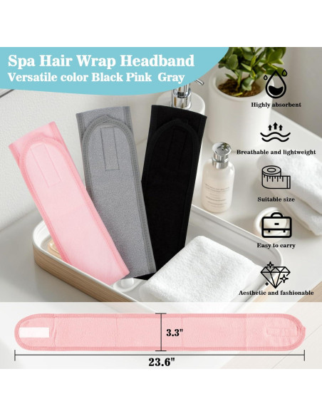 Diadema Facial de Spa YYZ - 3PCS Microfibra Ajustable Diadema Facial de Spa YYZ - 3PCS Microfibra Ajustable