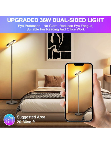 Lámpara de Piso LED Inteligente Caupel 36W RGB Control Remoto