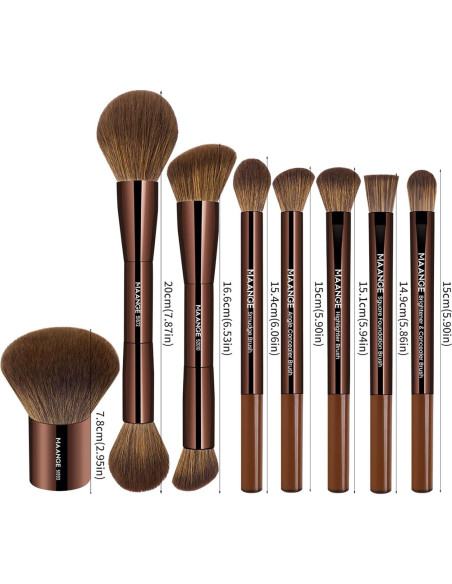 Juego de Brochas de Maquillaje MAANGE 8 Piezas Marrón Juego de Brochas de Maquillaje MAANGE 8 Piezas Marrón