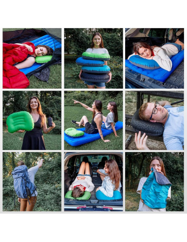 Almohada Inflable ATEPA Negra Ergonómica 43.94x27.94cm