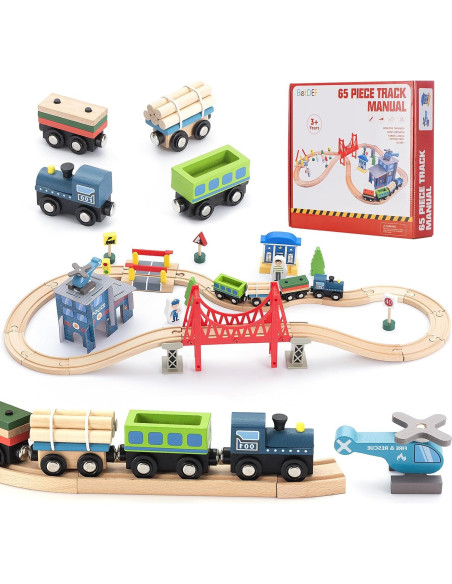 Juego de tren de madera 65 piezas BetDEF para niños