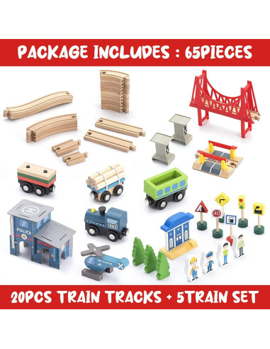 Juego de tren de madera 65 piezas BetDEF para niños