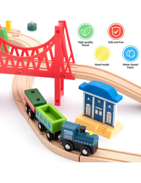 Juego de tren de madera 65 piezas BetDEF para niños