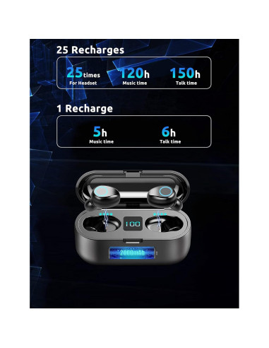 Auriculares Inalámbricos Bluetooth 5.3 Volt Plus F9 8D Bass