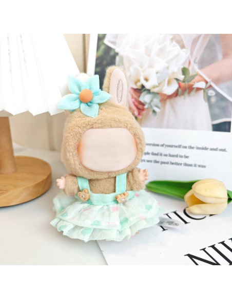 Conjunto de Ropa Kawaii para Muñecas 17cm - Vestido Floral Verde Conjunto de Ropa Kawaii para Muñecas 17cm - Vestido Floral Verde