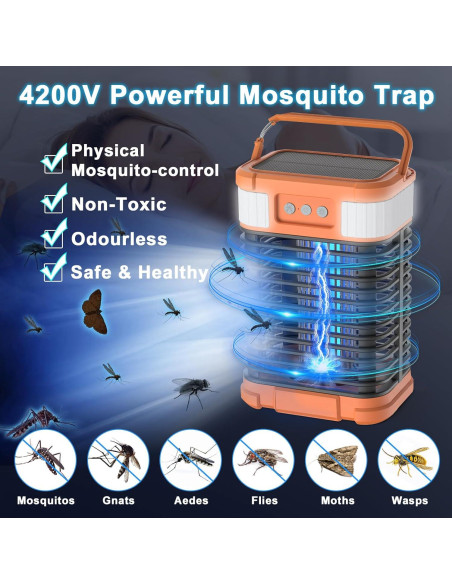Zapper Solar de Insectos Freeice 4200V Inalámbrico LED Naranja Zapper Solar de Insectos Freeice 4200V Inalámbrico LED Naranja