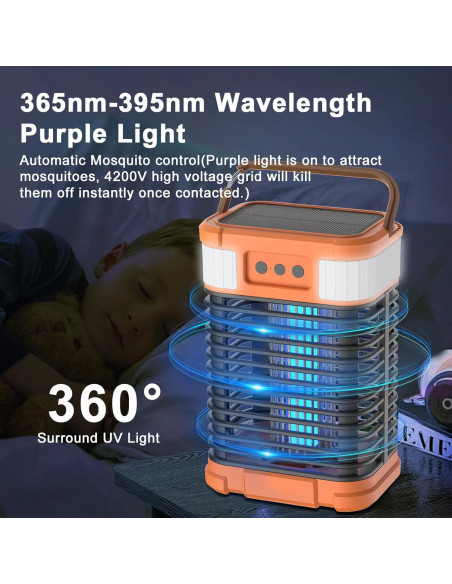 Zapper Solar de Insectos Freeice 4200V Inalámbrico LED Naranja Zapper Solar de Insectos Freeice 4200V Inalámbrico LED Naranja
