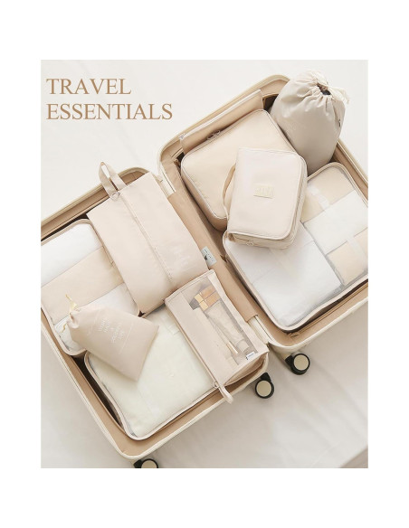 Set de 10 Cubos de Empaque TRMFUSA Beige - Organizadores de Viaje Set de 10 Cubos de Empaque TRMFUSA Beige - Organizadores de Viaje