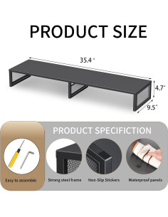 Soporte para Monitor Doble Gugsey, Ergonomía y Organización, Negro 2