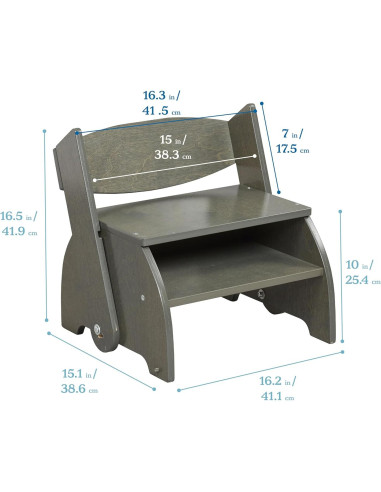 Taburete y Silla Plegable ECR4Kids para Niños - Lavado Gris