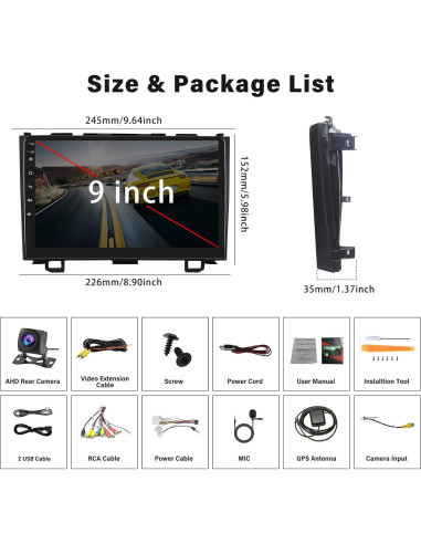 Estéreo Android 2G+64G para Honda CRV 2007-2011 GPS 9"