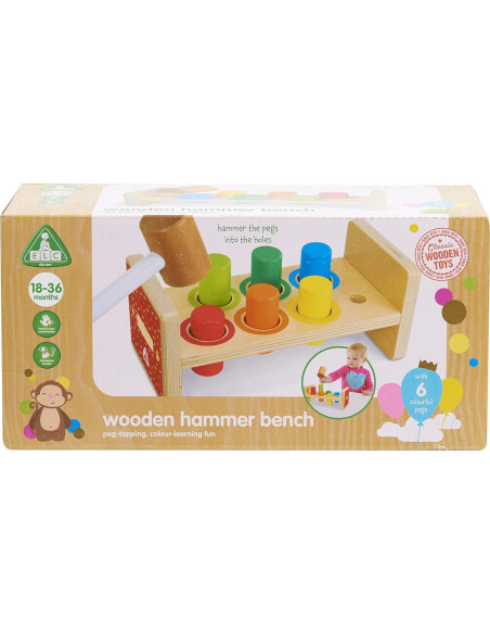 Banco de Martillo de Madera Just Play 25.5x12x12.5cm para Niños Banco de Martillo de Madera Just Play 25.5x12x12.5cm para Niños