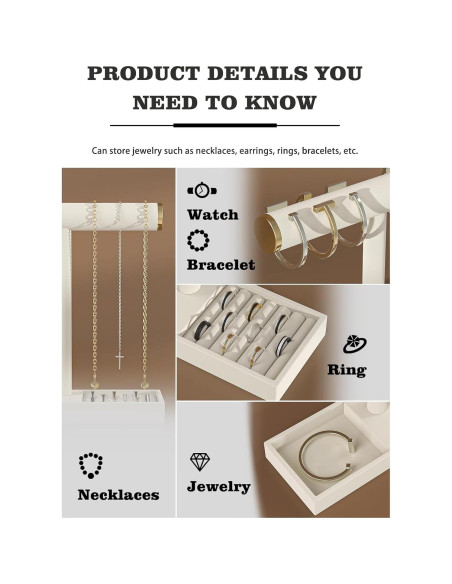 Soporte organizador de joyas Ausalivan de terciopelo beige Soporte organizador de joyas Ausalivan de terciopelo beige