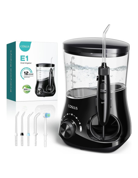 Irrigador Dental Eléctrico COSLUS E1 con 12 Presiones y 600ml Irrigador Dental Eléctrico COSLUS E1 con 12 Presiones y 600ml