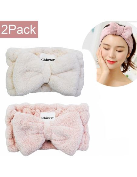 Diademas de Microfibra Chloven 2 Pack con Lazo Ajustable Diademas de Microfibra Chloven 2 Pack con Lazo Ajustable