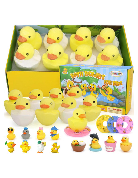 Set de 8 Bombas de Baño Naturales con Juguetes Patito Set de 8 Bombas de Baño Naturales con Juguetes Patito
