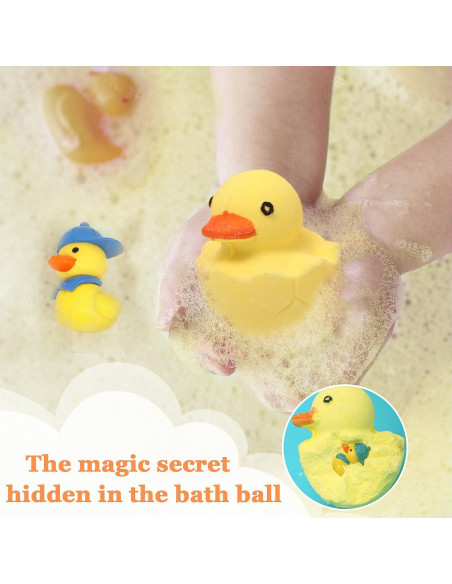 Set de 8 Bombas de Baño Naturales con Juguetes Patito Set de 8 Bombas de Baño Naturales con Juguetes Patito
