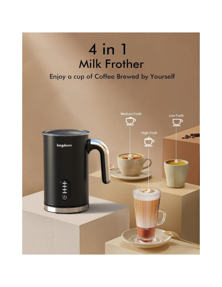 Espumador de Leche Eléctrico LONGDEEM 4 en 1 300 ml Negro Espumador de Leche Eléctrico LONGDEEM 4 en 1 300 ml Negro