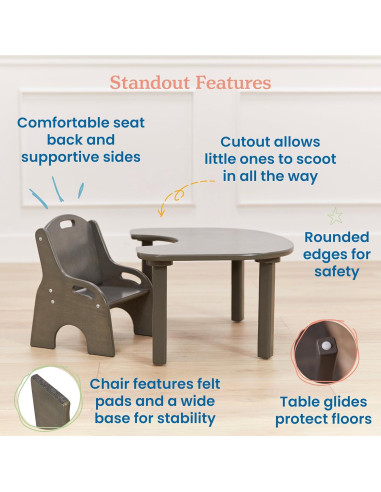 Conjunto de Mesa y Silla Little Learner ECR4Kids - Lavado Gris