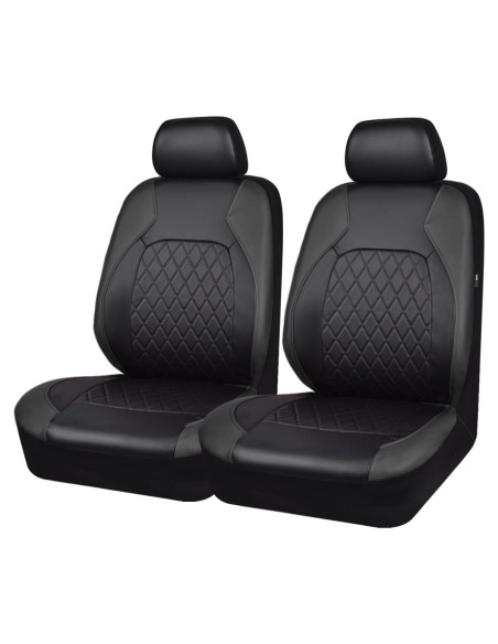 Cubiertas de Asiento Delantero de Cuero PU REINO DEL CABALLO Negro 2 PCS Cubiertas de Asiento Delantero de Cuero PU REINO DEL CABALLO Negro 2 PCS