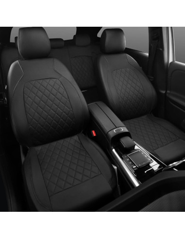 Cubiertas de Asiento Delantero de Cuero PU REINO DEL CABALLO Negro 2 PCS