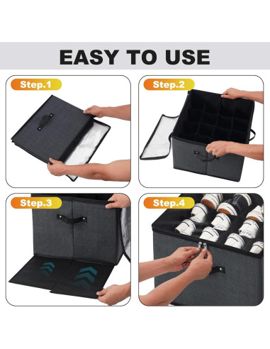 Caja de Almacenamiento de Zapatos Plegable Mayniu 16 Pares Negra